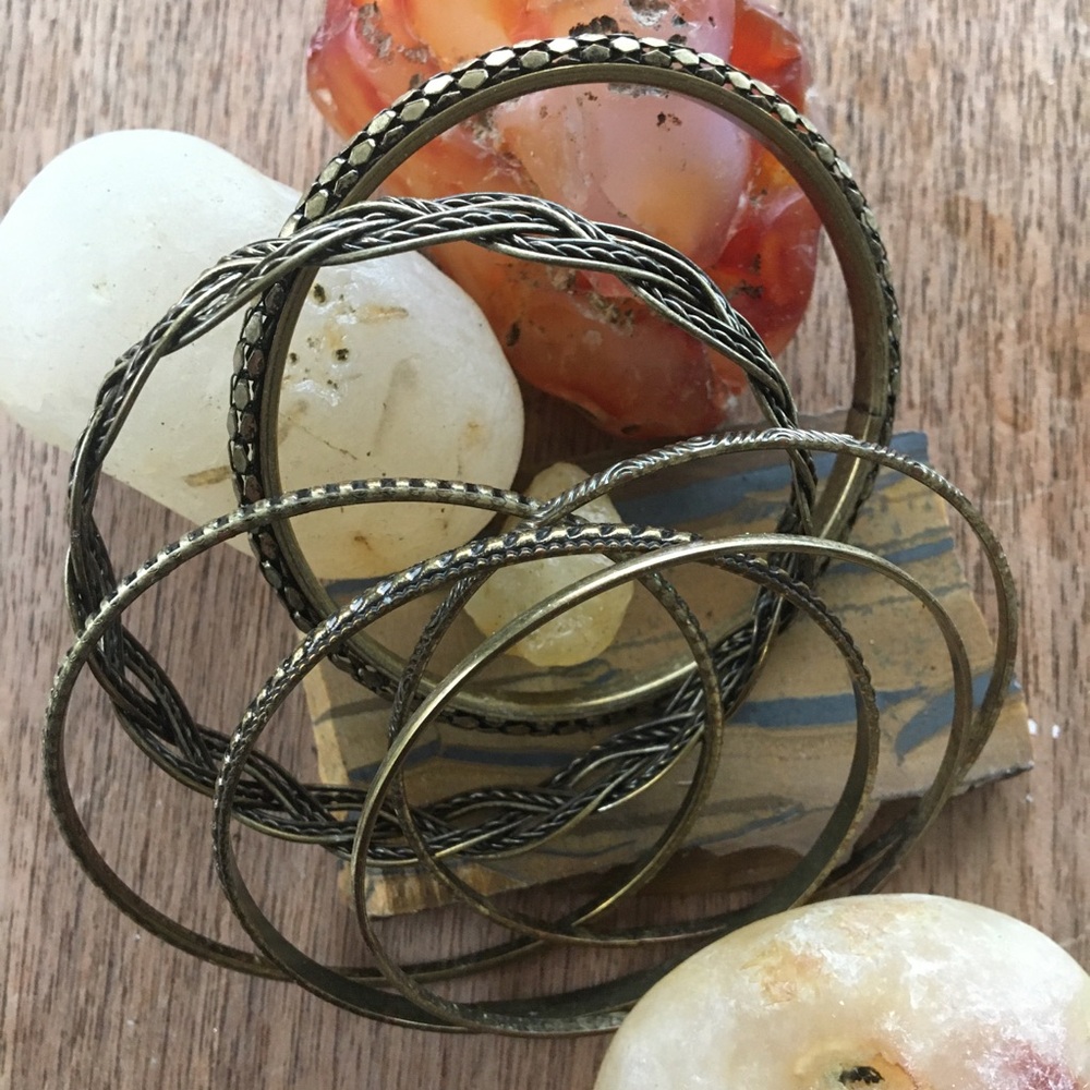 Set Of Six Bronze Antique Bangles - Picture 2 of 6